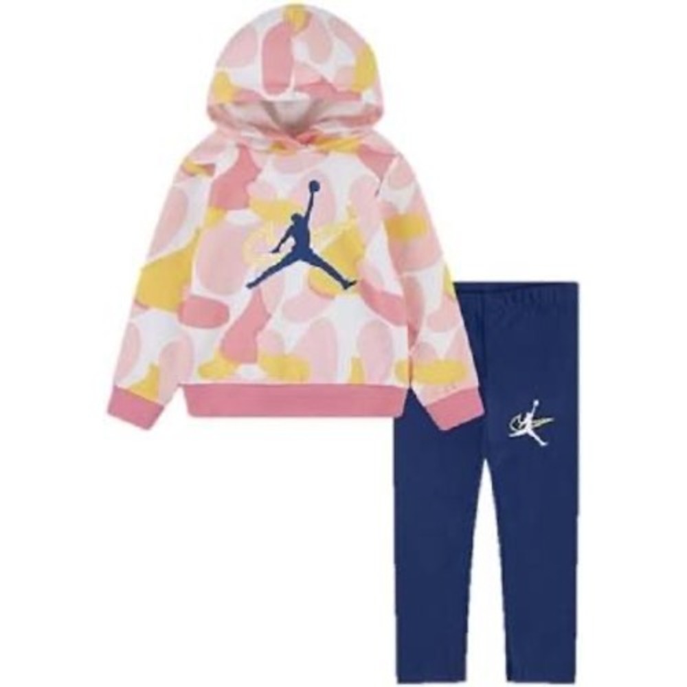 Jordan Toddler Girls 2PC Hoodie Leggings Set Pink Blue Camo 3T